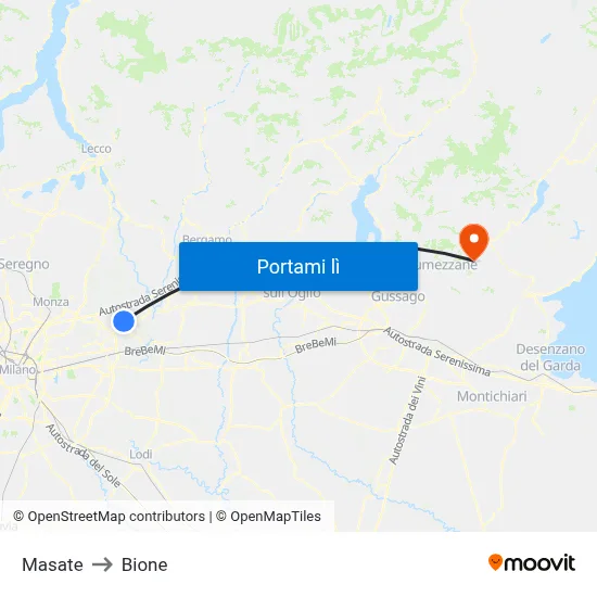 Masate to Bione map