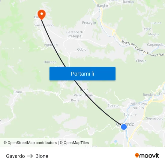 Gavardo to Bione map
