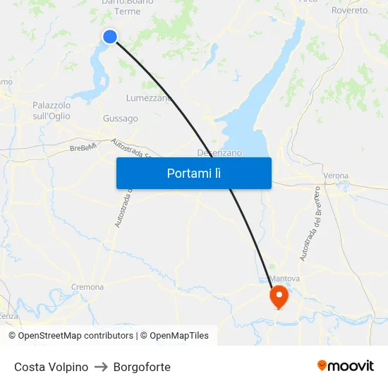 Costa Volpino to Borgoforte map