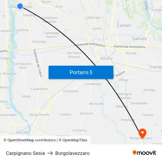 Carpignano Sesia to Borgolavezzaro map