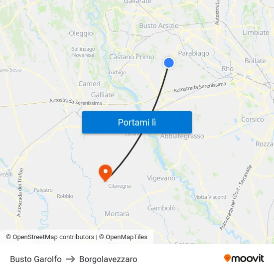 Busto Garolfo to Borgolavezzaro map