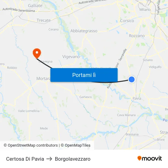Certosa Di Pavia to Borgolavezzaro map