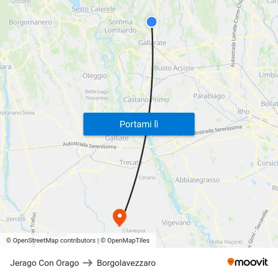 Jerago Con Orago to Borgolavezzaro map
