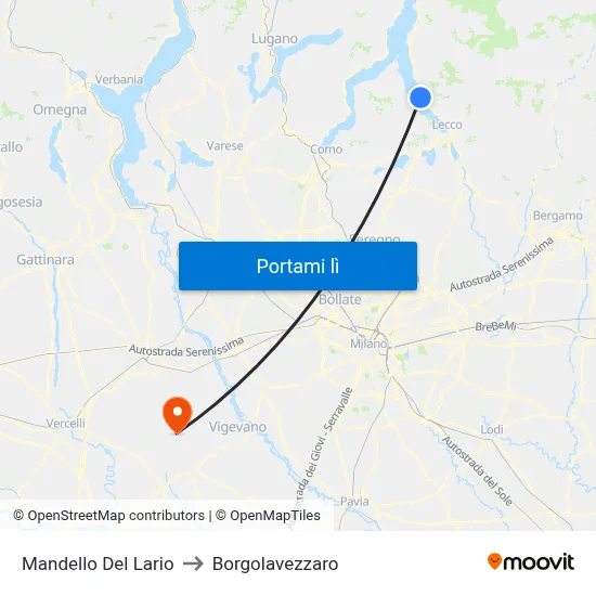 Mandello Del Lario to Borgolavezzaro map