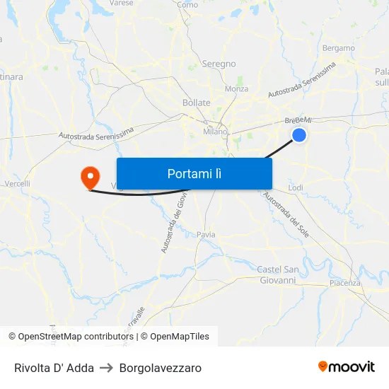 Rivolta D' Adda to Borgolavezzaro map