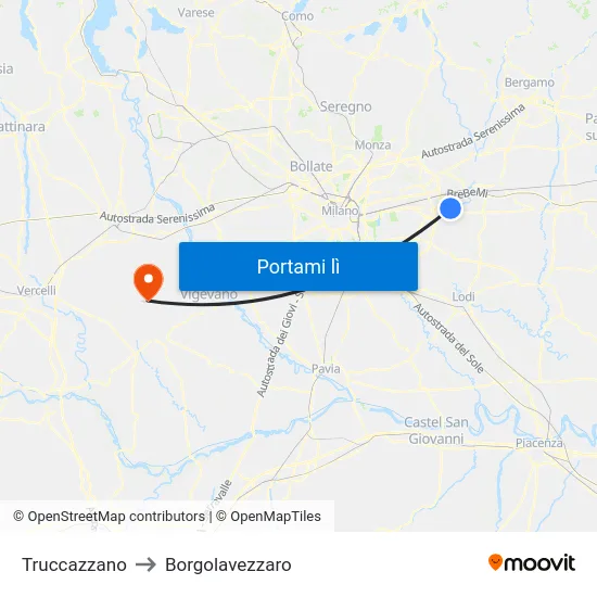 Truccazzano to Borgolavezzaro map