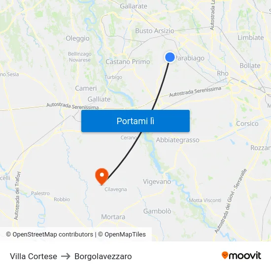 Villa Cortese to Borgolavezzaro map