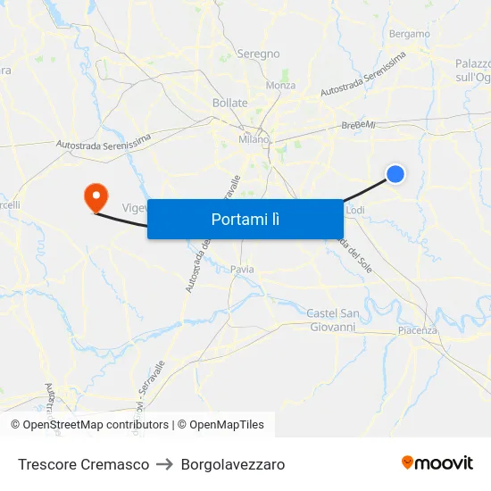 Trescore Cremasco to Borgolavezzaro map
