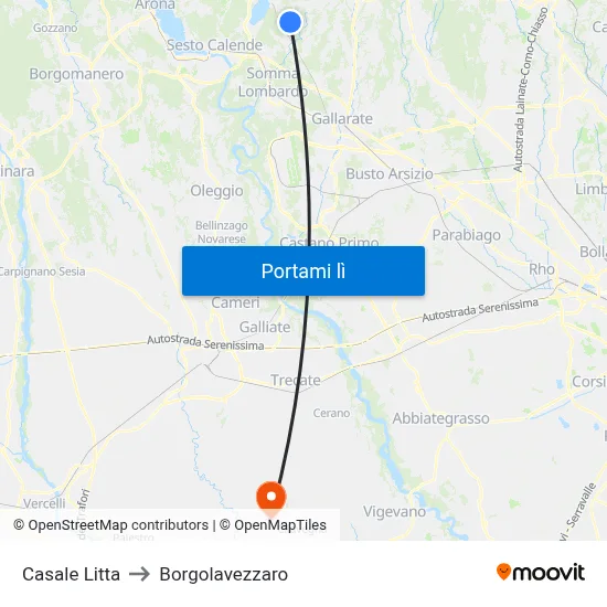 Casale Litta to Borgolavezzaro map