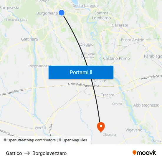 Gattico to Borgolavezzaro map