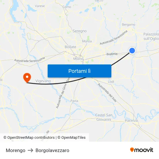 Morengo to Borgolavezzaro map