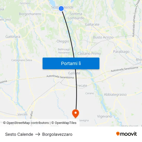 Sesto Calende to Borgolavezzaro map