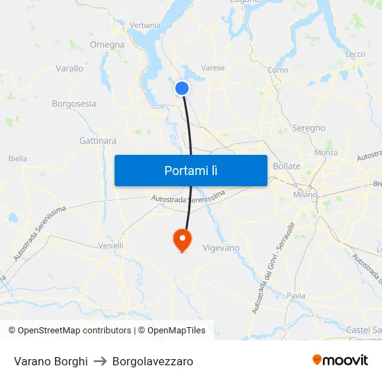 Varano Borghi to Borgolavezzaro map