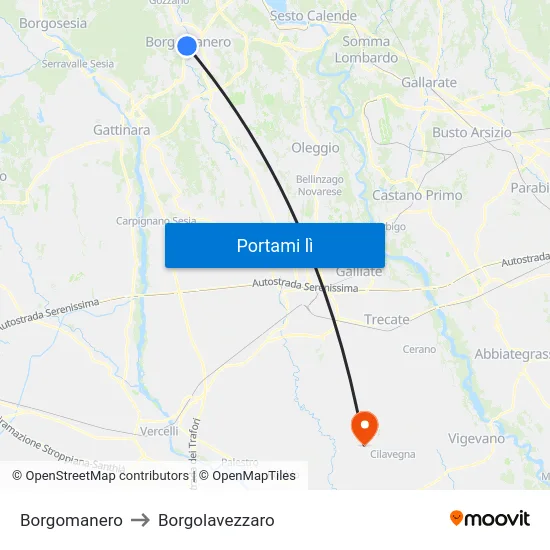 Borgomanero to Borgolavezzaro map
