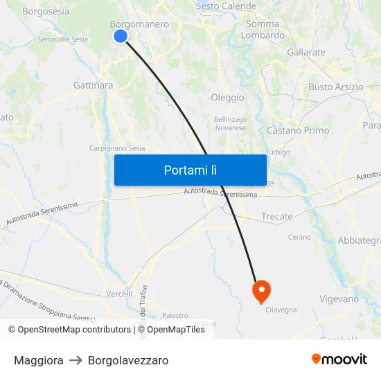Maggiora to Borgolavezzaro map