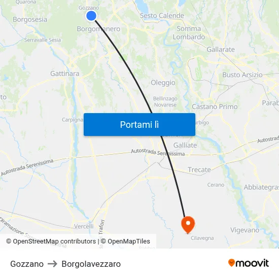 Gozzano to Borgolavezzaro map