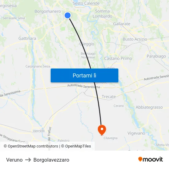 Veruno to Borgolavezzaro map