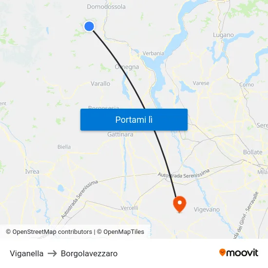 Viganella to Borgolavezzaro map