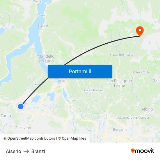 Alserio to Branzi map