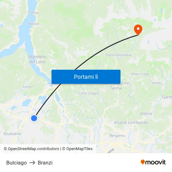 Bulciago to Branzi map