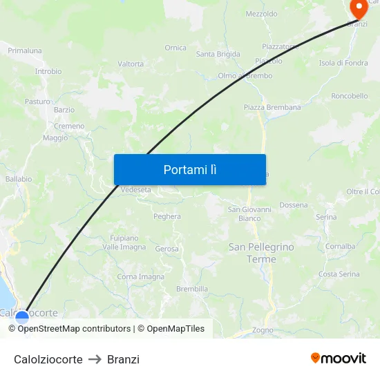 Calolziocorte to Branzi map