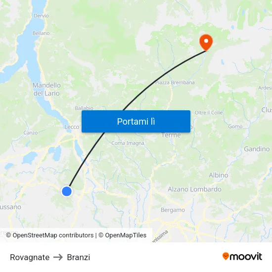 Rovagnate to Branzi map