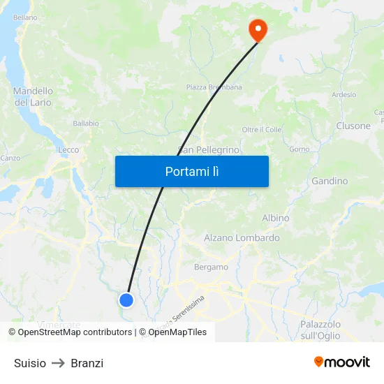 Suisio to Branzi map