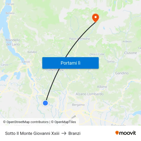 Sotto Il Monte Giovanni Xxiii to Branzi map