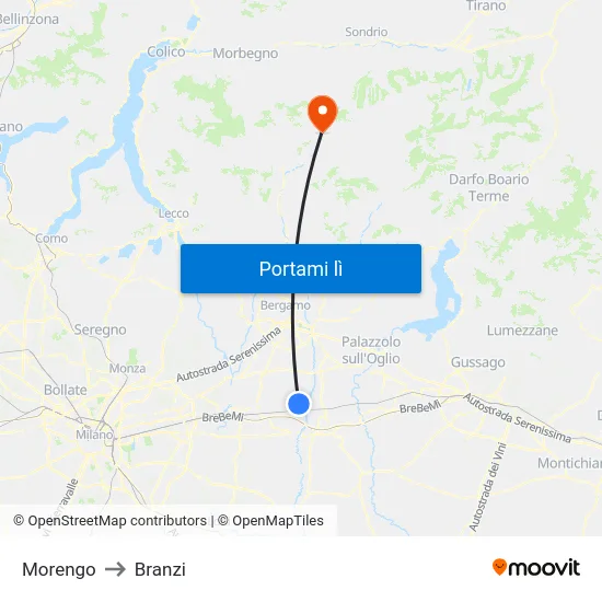 Morengo to Branzi map