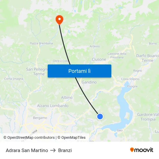 Adrara San Martino to Branzi map