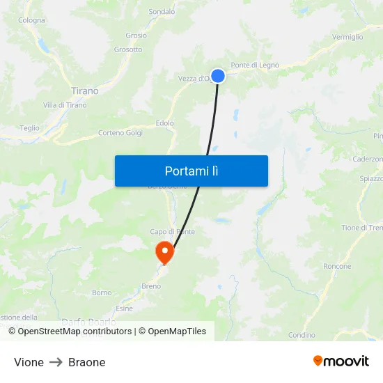 Vione to Braone map