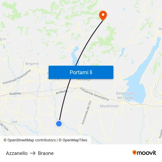 Azzanello to Braone map