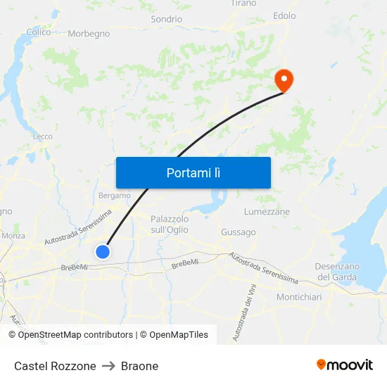 Castel Rozzone to Braone map