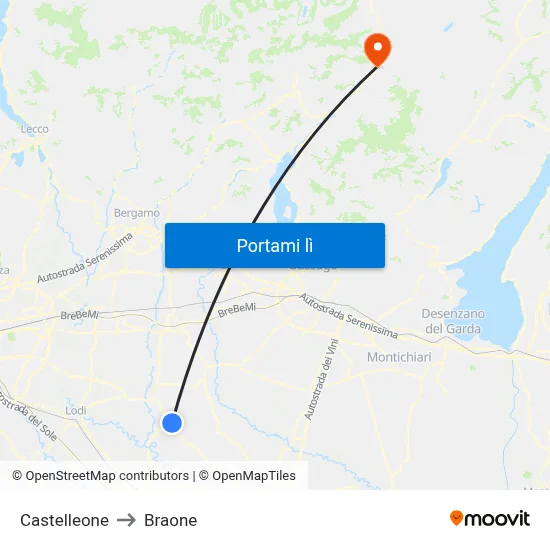 Castelleone to Braone map