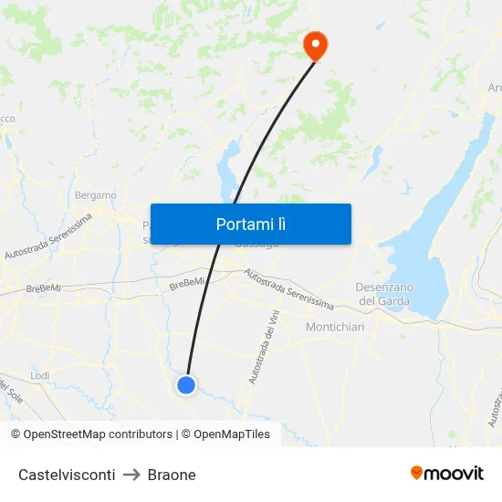 Castelvisconti to Braone map