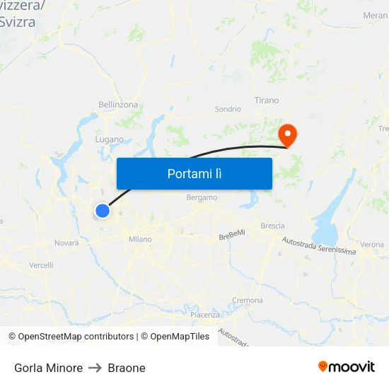 Gorla Minore to Braone map