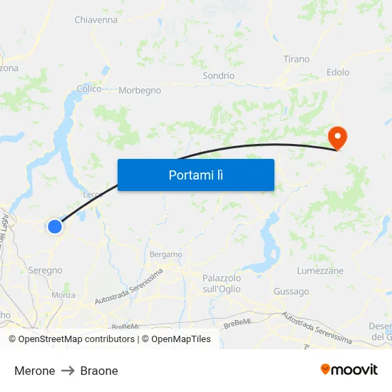 Merone to Braone map