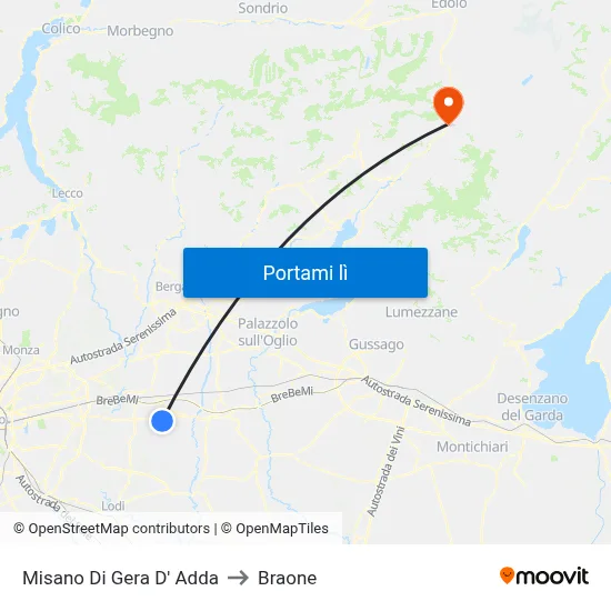 Misano Di Gera D' Adda to Braone map
