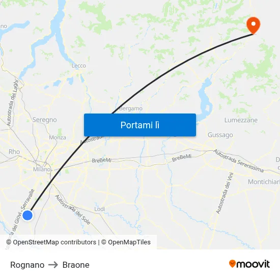 Rognano to Braone map