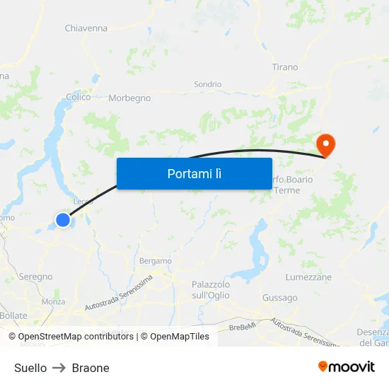 Suello to Braone map