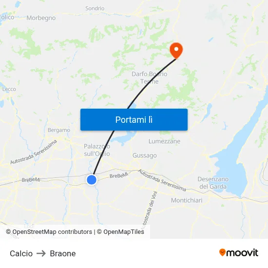 Calcio to Braone map