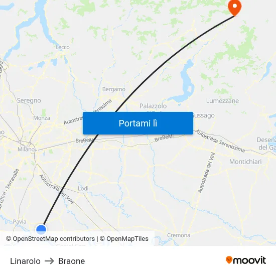 Linarolo to Braone map
