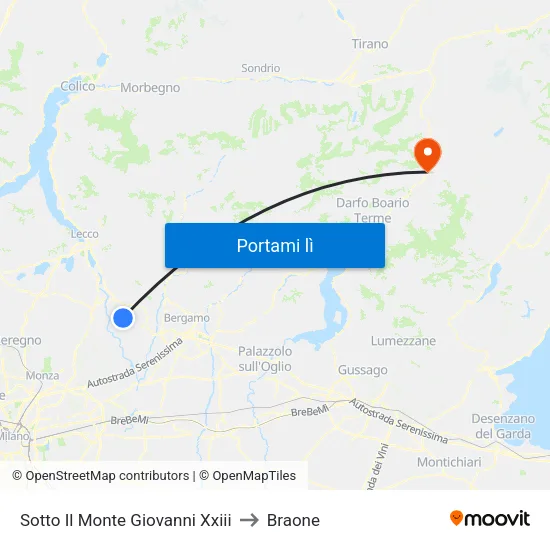 Sotto Il Monte Giovanni Xxiii to Braone map