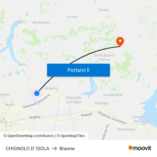 CHIGNOLO D' ISOLA to Braone map
