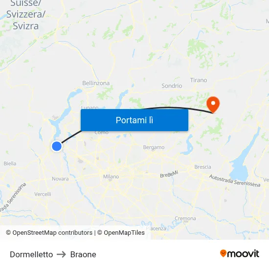 Dormelletto to Braone map