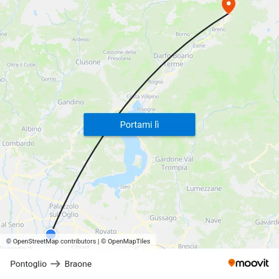 Pontoglio to Braone map