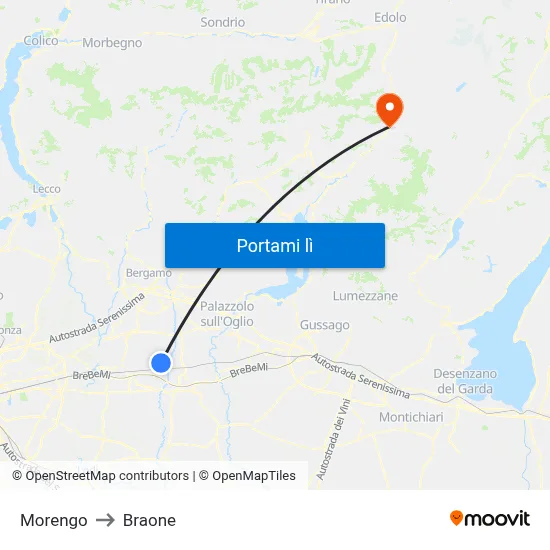 Morengo to Braone map