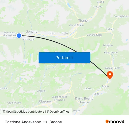 Castione Andevenno to Braone map
