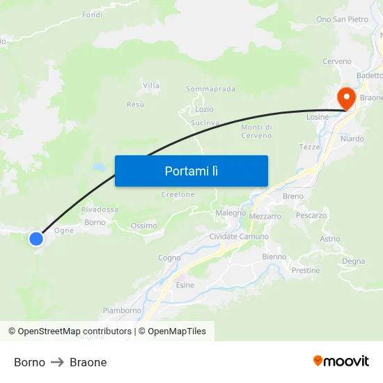Borno to Braone map