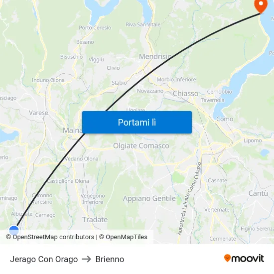 Jerago Con Orago to Brienno map